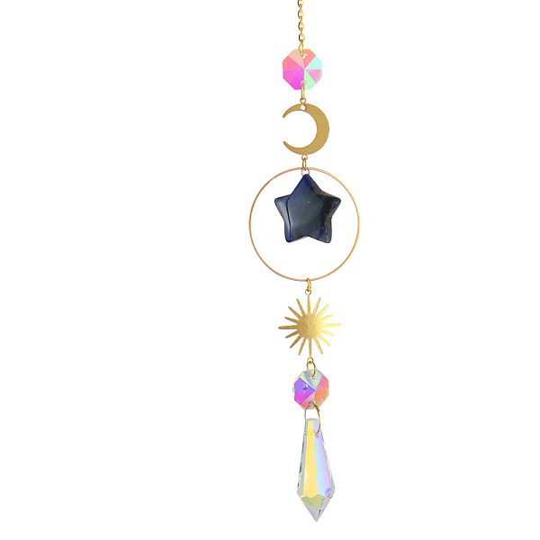PandaHall Iron Big Pendant Decorations, Star Natural Obsidian Hanging Sun Catchers, with Brass Finding, for Garden, Wedding, Lighting...
PandaHall Iron Big Pendant Decorations, Star Natural Obsidian Hanging Sun Catchers, with Brass Finding, for Garden, Wedding, Lighting...