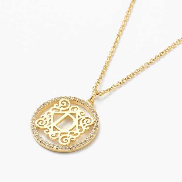 PandaHall Brass Micro Pave Clear Cubic Zirconia Pendant Necklaces, Flat Round with Letter, Real 18K Gold Plated, Letter.D, 16.14~17.20 inch...
PandaHall Brass Micro Pave Clear Cubic Zirconia Pendant Necklaces, Flat Round with Letter, Real 18K Gold Plated, Letter.D, 16.14~17.20 inch...