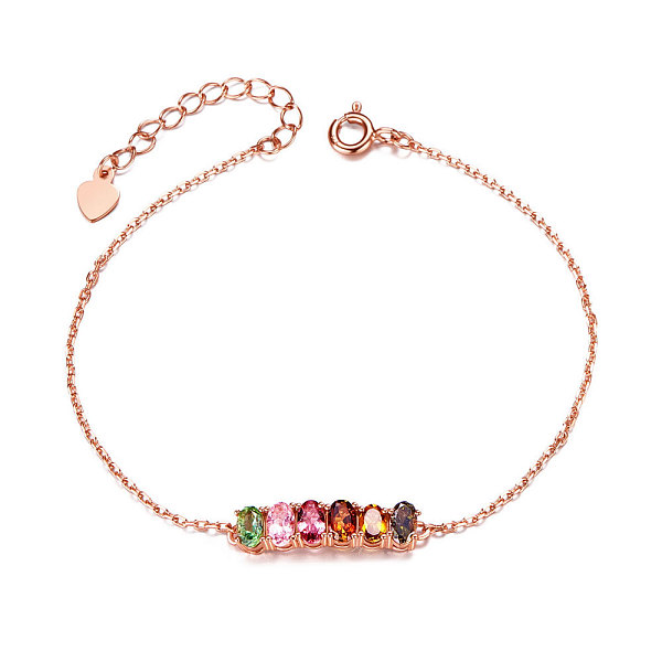 PandaHall SHEGRACE 925 Sterling Silver Link Bracelet, with Colorful Natural Tourmaline, Rose Gold, 6-3/4 inch(17cm) Sterling Silver
PandaHall SHEGRACE 925 Sterling Silver Link Bracelet, with Colorful Natural Tourmaline, Rose Gold, 6-3/4 inch(17cm) Sterling Silver