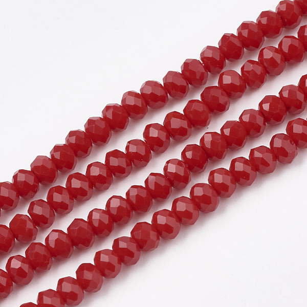 PandaHall Opaque Solid Color Glass Beads Strands, Faceted, Rondelle, Red, 3~3.5x2.5~3mm, Hole: 0.5mm, about 123~127pcs/strand, 13.39~13.78...
PandaHall Opaque Solid Color Glass Beads Strands, Faceted, Rondelle, Red, 3~3.5x2.5~3mm, Hole: 0.5mm, about 123~127pcs/strand, 13.39~13.78...