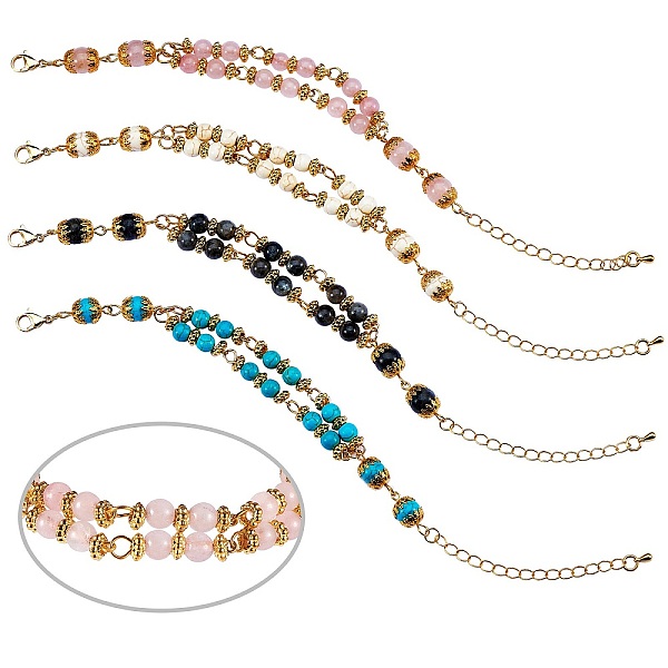 PandaHall 4Pcs 4 Style Synthetic Turquoise & Magnesite & Natural Larvikite & Rose Quartz Beaded Multi-strand Bracelets Set for Women, Golden...
PandaHall 4Pcs 4 Style Synthetic Turquoise & Magnesite & Natural Larvikite & Rose Quartz Beaded Multi-strand Bracelets Set for Women, Golden...