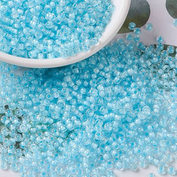 PandaHall MIYUKI Round Rocailles Beads, Japanese Seed Beads, 8/0, (RR220) Aqua Mist Lined Crystal, 3mm, Hole: 1mm, about 422~455pcs/10g..., Cyan
PandaHall MIYUKI Round Rocailles Beads, Japanese Seed Beads, 8/0, (RR220) Aqua Mist Lined Crystal, 3mm, Hole: 1mm, about 422~455pcs/10g..., Cyan