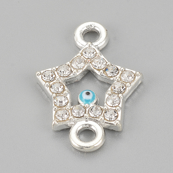 PandaHall Alloy Rhinestone Links connectors, Cadmium Free & Lead Free, Star with Evil Eye, Sky Blue, Silver Color Plated, 19x13.5x2mm, Hole...
PandaHall Alloy Rhinestone Links connectors, Cadmium Free & Lead Free, Star with Evil Eye, Sky Blue, Silver Color Plated, 19x13.5x2mm, Hole...