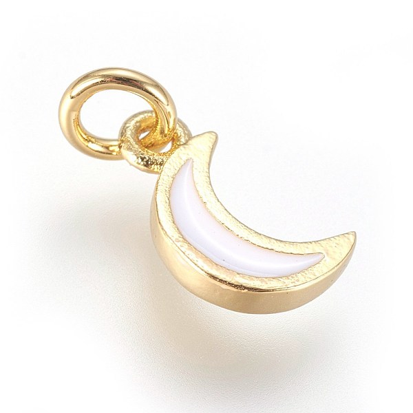 PandaHall Enamel Brass Charms, with Jump Ring, Moon, White, Golden, 10x6x2mm, Hole: 3mm Brass+Enamel Moon White
PandaHall Enamel Brass Charms, with Jump Ring, Moon, White, Golden, 10x6x2mm, Hole: 3mm Brass+Enamel Moon White