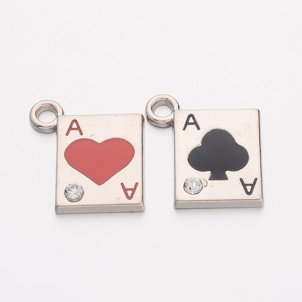 PandaHall Alloy Enamel Pendants, Cadmium Free & Lead Free, with Rhinestones, Poker Ace, Platinum, Mixed Color, about 21mm long, 19mm wide..., Multicolor
PandaHall Alloy Enamel Pendants, Cadmium Free & Lead Free, with Rhinestones, Poker Ace, Platinum, Mixed Color, about 21mm long, 19mm wide..., Multicolor
