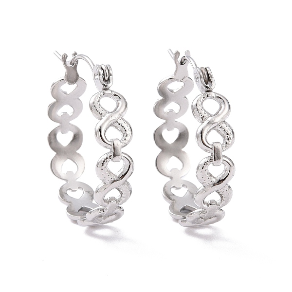 PandaHall 304 Stainless Steel Infinity Hoop Earrings for Women, Stainless Steel Color, 22x20x5mm, Pin: 0.8mm 304 Stainless Steel Infinity
PandaHall 304 Stainless Steel Infinity Hoop Earrings for Women, Stainless Steel Color, 22x20x5mm, Pin: 0.8mm 304 Stainless Steel Infinity