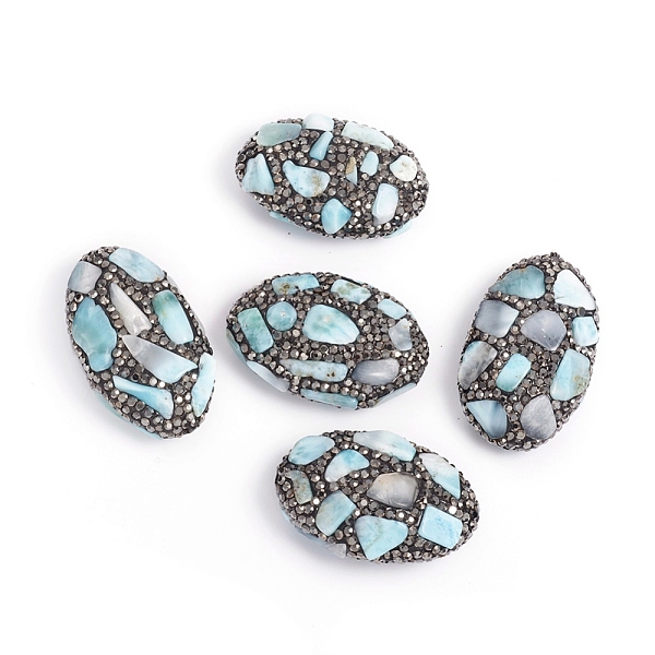 PandaHall Polymer Clay Rhinestone Beads, with Natural Larimar, Oval, Jet Hematite, 44~47.5x27.5~30x15~16.5mm, Hole: 1.8mm Larimar Oval Black
PandaHall Polymer Clay Rhinestone Beads, with Natural Larimar, Oval, Jet Hematite, 44~47.5x27.5~30x15~16.5mm, Hole: 1.8mm Larimar Oval Black