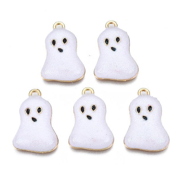 PandaHall Rack Plating Alloy Enamel Pendants, with Glitter Powder, Halloween, Cadmium Free & Nickel Free & Lead Free, Ghost, Light Gold..., White
PandaHall Rack Plating Alloy Enamel Pendants, with Glitter Powder, Halloween, Cadmium Free & Nickel Free & Lead Free, Ghost, Light Gold..., White