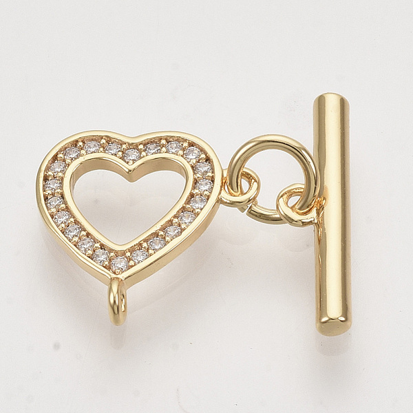 PandaHall Brass Micro Pave Clear Cubic Zirconia Toggle Clasps, with Jump Rings, Nickel Free, Heart, Real 18K Gold Plated, Heart...
PandaHall Brass Micro Pave Clear Cubic Zirconia Toggle Clasps, with Jump Rings, Nickel Free, Heart, Real 18K Gold Plated, Heart...