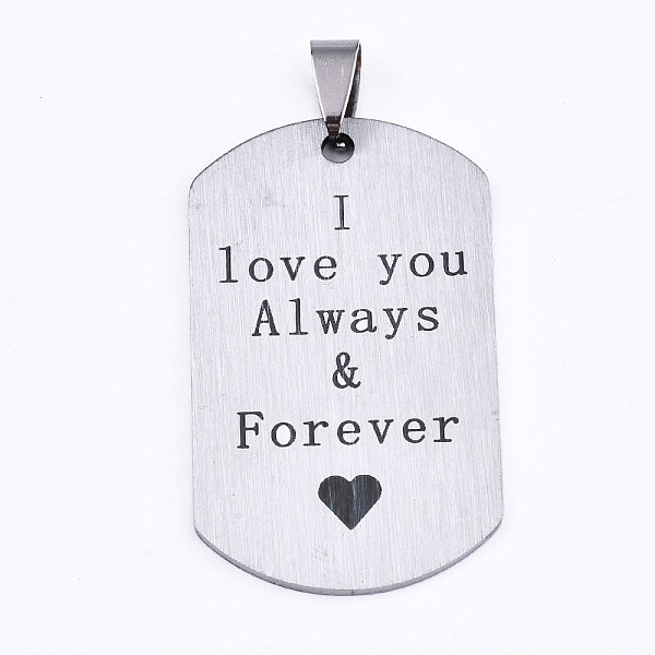 PandaHall 201 Stainless Steel Quote Pendants, Stamped Dog Tags, I Love You Always for Valentine's Day Gift Jewelry, Rectangle, Laser Cut...
PandaHall 201 Stainless Steel Quote Pendants, Stamped Dog Tags, I Love You Always for Valentine's Day Gift Jewelry, Rectangle, Laser Cut...