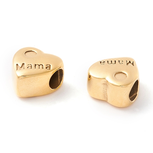 PandaHall Ion Plating(IP) 304 Stainless Steel European Beads, Large Hole Beads, Manual Polishing, Heart with Word Mama, Golden, 12x11.5x7mm...
PandaHall Ion Plating(IP) 304 Stainless Steel European Beads, Large Hole Beads, Manual Polishing, Heart with Word Mama, Golden, 12x11.5x7mm...