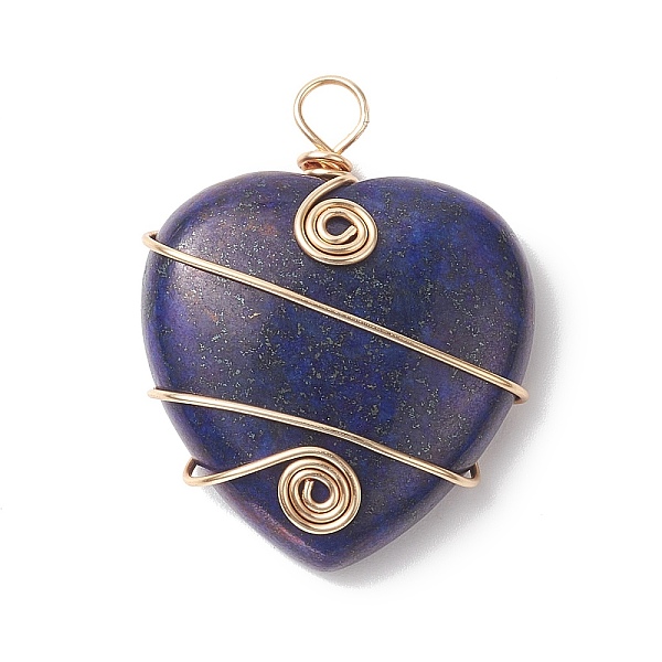PandaHall Natural Lapis Lazuli Copper Wire Wrapped Pendants, Heart Charms, Light Gold, 37.5~39x31~31.5x9~9.5mm, Hole: 4.5mm Lapis Lazuli...
PandaHall Natural Lapis Lazuli Copper Wire Wrapped Pendants, Heart Charms, Light Gold, 37.5~39x31~31.5x9~9.5mm, Hole: 4.5mm Lapis Lazuli...
