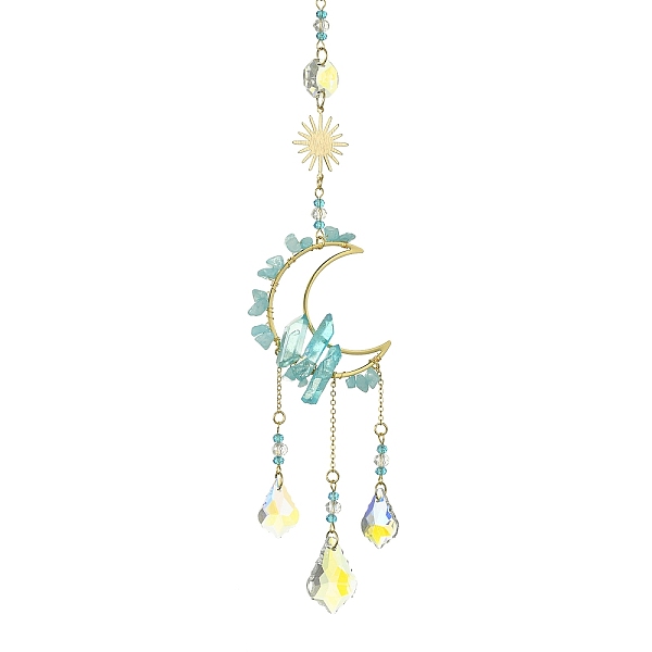 PandaHall Natural Aquamarine & Glass Pendants Decoration, with 304 Stainless Steel Split Rings, Moon & Sun, 300mm Aquamarine
PandaHall Natural Aquamarine & Glass Pendants Decoration, with 304 Stainless Steel Split Rings, Moon & Sun, 300mm Aquamarine