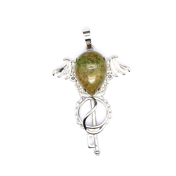 PandaHall Natural Unakite Teardrop Pendants, Platinum Tone Brass Key Scepter Wing Charms, 45x35x9mm Unakite Key
PandaHall Natural Unakite Teardrop Pendants, Platinum Tone Brass Key Scepter Wing Charms, 45x35x9mm Unakite Key