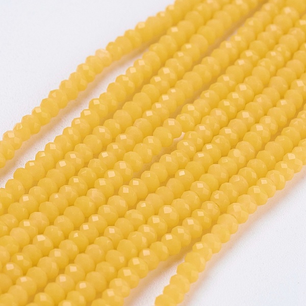 PandaHall Opaque Glass Beads Strands, Faceted, Rondelle, Gold, 2.5x1.5~2mm, Hole: 0.5mm, about 185~190pcs/strand, 13.7 inch~14.1 inch Glass...
PandaHall Opaque Glass Beads Strands, Faceted, Rondelle, Gold, 2.5x1.5~2mm, Hole: 0.5mm, about 185~190pcs/strand, 13.7 inch~14.1 inch Glass...