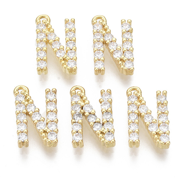 PandaHall Brass Micro Pave Cubic Zirconia Charms, Nickel Free, Letter, Clear, Real 18K Gold Plated, Letter.N, 13.5x8x2.5mm, Hole: 1.2mm...
PandaHall Brass Micro Pave Cubic Zirconia Charms, Nickel Free, Letter, Clear, Real 18K Gold Plated, Letter.N, 13.5x8x2.5mm, Hole: 1.2mm...