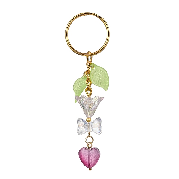 PandaHall Bowknot & Heart Glass Pendant Decorations, with Acrylic Leaf/Flower Charm amd Iron Split Key Rings, Old Rose, 8.8cm Glass Flower
PandaHall Bowknot & Heart Glass Pendant Decorations, with Acrylic Leaf/Flower Charm amd Iron Split Key Rings, Old Rose, 8.8cm Glass Flower