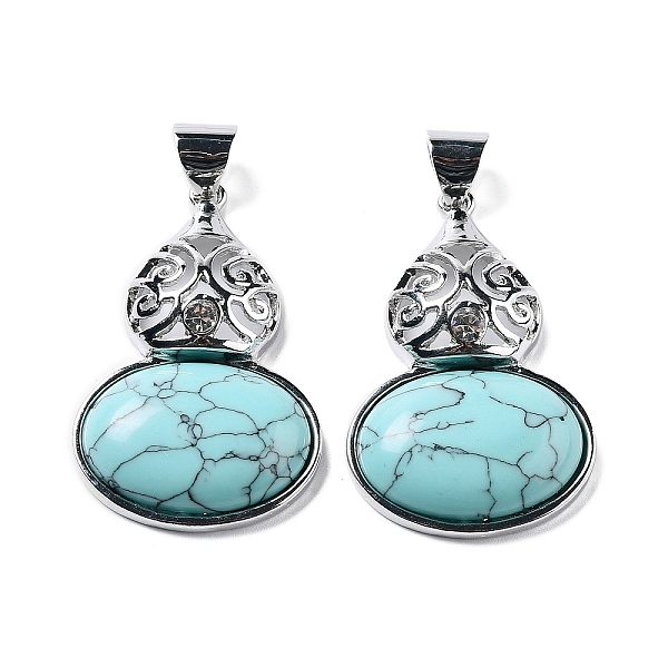 PandaHall Synthetic Turquoise Oval Pendants, Platinum Tone Alloy Pave Crystal Rhinestone Gourd Charms, 43.5x28x7.5mm, Hole: 5.8x7.2mm..., Clear
PandaHall Synthetic Turquoise Oval Pendants, Platinum Tone Alloy Pave Crystal Rhinestone Gourd Charms, 43.5x28x7.5mm, Hole: 5.8x7.2mm..., Clear