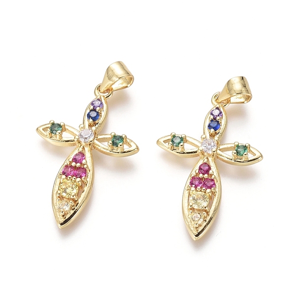 PandaHall Golden Plated Brass Pendants, with Cubic Zirconia, Cross, Colorful, 27x17x3mm, Hole: 3x3.5mm Brass+Cubic Zirconia Cross
PandaHall Golden Plated Brass Pendants, with Cubic Zirconia, Cross, Colorful, 27x17x3mm, Hole: 3x3.5mm Brass+Cubic Zirconia Cross