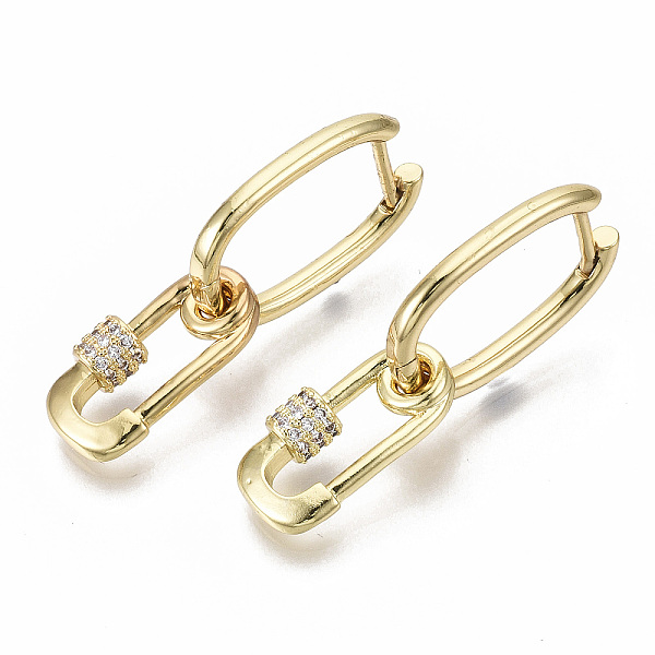 PandaHall Brass Micro Pave Clear Cubic Zirconia Dangle Hoop Earrings, Nickel Free, Safety Pin Shape, Real 18K Gold Plated, 31mm, Pin: 1mm...
PandaHall Brass Micro Pave Clear Cubic Zirconia Dangle Hoop Earrings, Nickel Free, Safety Pin Shape, Real 18K Gold Plated, 31mm, Pin: 1mm...