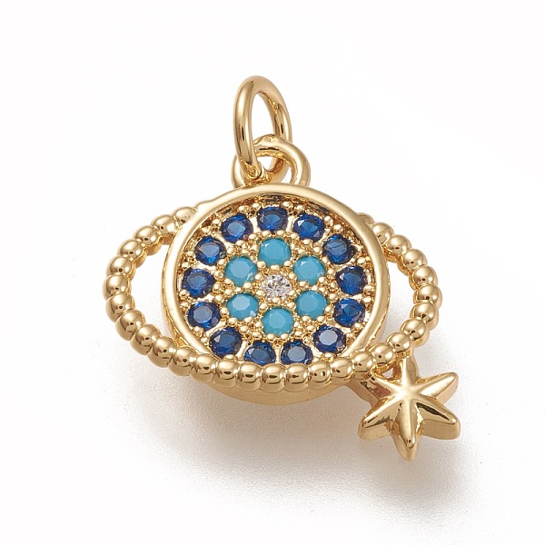 PandaHall Brass Micro Pave Cubic Zirconia Pendants, with Jump Rings, Planet, Blue, Real 18K Gold Plated, 15.5x16x3mm, Jump Ring: 5x1mm, 3mm...
PandaHall Brass Micro Pave Cubic Zirconia Pendants, with Jump Rings, Planet, Blue, Real 18K Gold Plated, 15.5x16x3mm, Jump Ring: 5x1mm, 3mm...