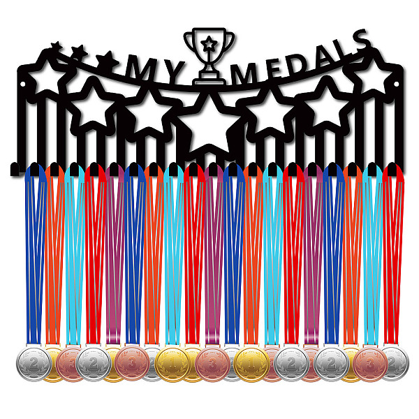 PandaHall Iron Medal Holder Frame, 20 Hooks Medals Display Hanger Rack, with Screws, Black, Trophy, 150x400mm, Hole: 5mm Iron Trophy Black
PandaHall Iron Medal Holder Frame, 20 Hooks Medals Display Hanger Rack, with Screws, Black, Trophy, 150x400mm, Hole: 5mm Iron Trophy Black