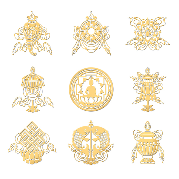 PandaHall OLYCRAFT 9pcs 1.6x1.6 inch Luck Golden Metal Stickers Eight Auspicious Stickers Self Adhesive Ashtamangala Buddhism Energy...
PandaHall OLYCRAFT 9pcs 1.6x1.6 inch Luck Golden Metal Stickers Eight Auspicious Stickers Self Adhesive Ashtamangala Buddhism Energy...