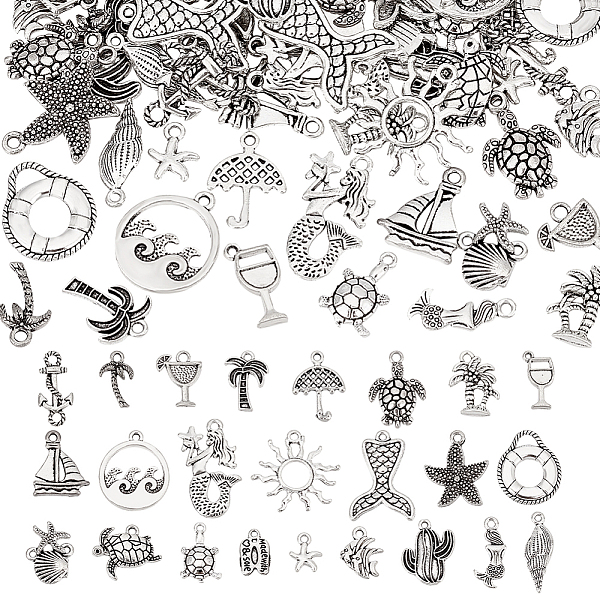 PandaHall 96Pcs 24 Style Ocean Theme Tibetan Style Alloy Pendants, Mixed Shapes, Antique Silver, 12.5~25x9~27x2~4mm, hole: 1.5~2mm...
PandaHall 96Pcs 24 Style Ocean Theme Tibetan Style Alloy Pendants, Mixed Shapes, Antique Silver, 12.5~25x9~27x2~4mm, hole: 1.5~2mm...