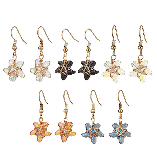 PandaHall Lampwork Starfish Dangle Earrings, Real 18K Gold Plated Brass Wire Wrap Earrings, Mixed Color, 34~35x14mm Lampwork Starfish..., Multicolor
PandaHall Lampwork Starfish Dangle Earrings, Real 18K Gold Plated Brass Wire Wrap Earrings, Mixed Color, 34~35x14mm Lampwork Starfish..., Multicolor