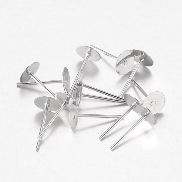 PandaHall Platinum Plated Iron Flat Base Ear Stud Findings, about 6mm in diameter, 12mm long, 0.8mm thick Iron Flat
PandaHall Platinum Plated Iron Flat Base Ear Stud Findings, about 6mm in diameter, 12mm long, 0.8mm thick Iron Flat