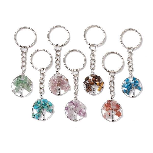 PandaHall Natural Gemstone Tree of Life Keychains, with Iron Findings, 8cm, 7pcs/set Mixed Stone Tree of Life
PandaHall Natural Gemstone Tree of Life Keychains, with Iron Findings, 8cm, 7pcs/set Mixed Stone Tree of Life