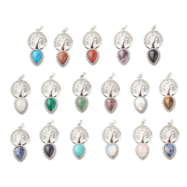 PandaHall Natural & Synthetic Gemstone Big Pendants, with Platinum Tone Brass Findings, Cadmium Free & Lead Free, Tree with Teardrop...
PandaHall Natural & Synthetic Gemstone Big Pendants, with Platinum Tone Brass Findings, Cadmium Free & Lead Free, Tree with Teardrop...