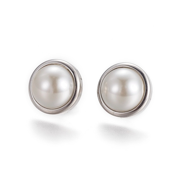 PandaHall 304 Stainless Steel Stud Earrings, with Acrylic Pearl Beads and Ear Nuts/Earring Back, Half Round, Gainsboro, Stainless Steel..., Gray
PandaHall 304 Stainless Steel Stud Earrings, with Acrylic Pearl Beads and Ear Nuts/Earring Back, Half Round, Gainsboro, Stainless Steel..., Gray