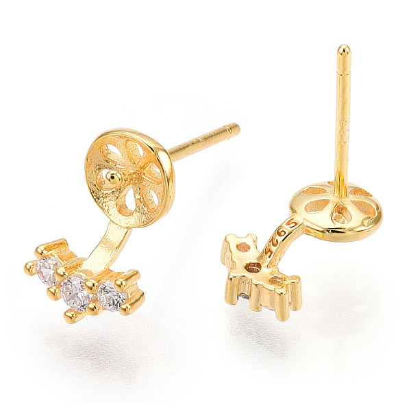PandaHall 925 Sterling Silver Stud Earring Findings Micro Pave Cubic Zirconia, for Half Drilled Beads, with S925 Stamp, Crown, Real 18K Gold..., Clear
PandaHall 925 Sterling Silver Stud Earring Findings Micro Pave Cubic Zirconia, for Half Drilled Beads, with S925 Stamp, Crown, Real 18K Gold..., Clear