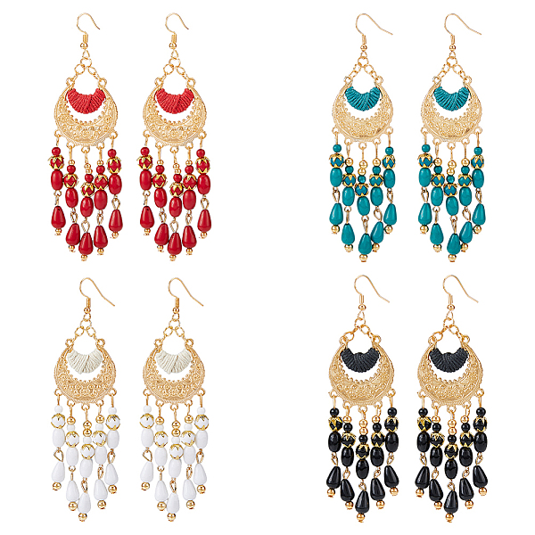 PandaHall FIBLOOM 4 Pairs 4 Colors Glass Seed Beaded Tassel Chandelier Earrings, Golden Alloy Horn Long Drop Earrings, Mixed Color..., Multicolor
PandaHall FIBLOOM 4 Pairs 4 Colors Glass Seed Beaded Tassel Chandelier Earrings, Golden Alloy Horn Long Drop Earrings, Mixed Color..., Multicolor