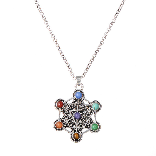 PandaHall Natural & Synthetic Mixed Stone Beaded Pendant Necklace, Chakra Yoga Theme Alloy Jewelry for Women Men, Hexagon, 25.98 inch(66cm)...
PandaHall Natural & Synthetic Mixed Stone Beaded Pendant Necklace, Chakra Yoga Theme Alloy Jewelry for Women Men, Hexagon, 25.98 inch(66cm)...
