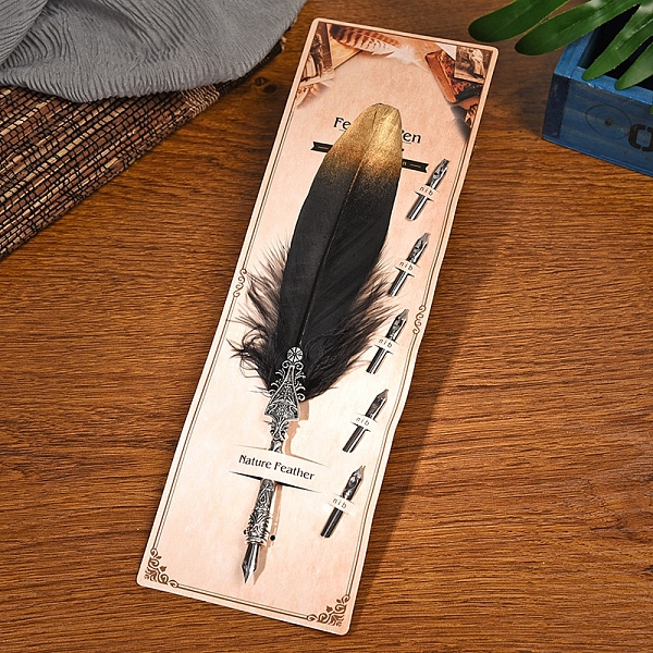 PandaHall Feather Quill Pen, Vintage Feather Dip Ink Pen, Zinc Alloy Pen Stem Writing Quill Pen Calligraphy Pen As Christmas Birthday Gift..., Black
PandaHall Feather Quill Pen, Vintage Feather Dip Ink Pen, Zinc Alloy Pen Stem Writing Quill Pen Calligraphy Pen As Christmas Birthday Gift..., Black