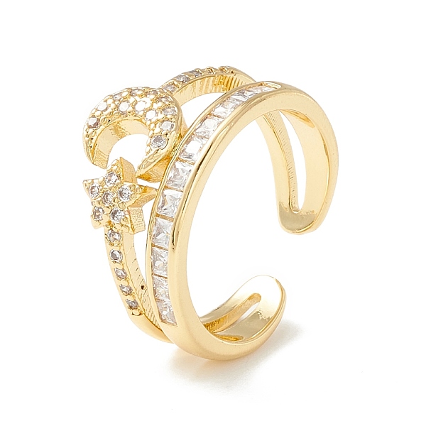 PandaHall Clear Cubic Zirconia Moon and Star Cuff Ring, Wide Open Ring for Women, Cadmium Free & Lead Free, Real 18K Gold Plated, US Size 6...
PandaHall Clear Cubic Zirconia Moon and Star Cuff Ring, Wide Open Ring for Women, Cadmium Free & Lead Free, Real 18K Gold Plated, US Size 6...