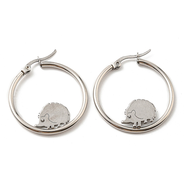 PandaHall 304 Stainless Steel Hedgehog Beaded Hoop Earrings, Stainless Steel Color, 32x30.5mm 304 Stainless Steel Hedgehog
PandaHall 304 Stainless Steel Hedgehog Beaded Hoop Earrings, Stainless Steel Color, 32x30.5mm 304 Stainless Steel Hedgehog
