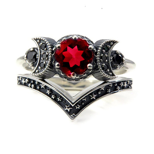PandaHall Gothic Purple Crystal Ring with Triple Moon Goddess - Black Diamond Jewelry for Women, Red, No. 8 Alloy Red
PandaHall Gothic Purple Crystal Ring with Triple Moon Goddess - Black Diamond Jewelry for Women, Red, No. 8 Alloy Red