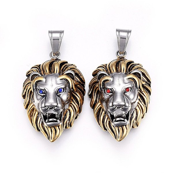 PandaHall 304 Stainless Steel Pendants, with Rhinestone, Lion Head, Antique Silver & Antique Golden, Mixed Color, 43x28x18mm, Hole: 10x7mm..., Multicolor
PandaHall 304 Stainless Steel Pendants, with Rhinestone, Lion Head, Antique Silver & Antique Golden, Mixed Color, 43x28x18mm, Hole: 10x7mm..., Multicolor