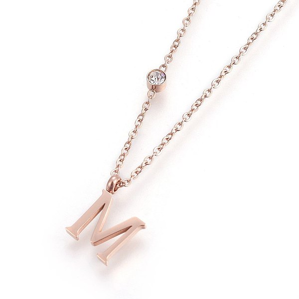 PandaHall 304 Stainless Steel Initial Pendant Necklaces, with Glass Rhinestone, Crystal, Rose Gold, Letter.M, 16.1~16.5 inch(41~42cm)..., Clear
PandaHall 304 Stainless Steel Initial Pendant Necklaces, with Glass Rhinestone, Crystal, Rose Gold, Letter.M, 16.1~16.5 inch(41~42cm)..., Clear