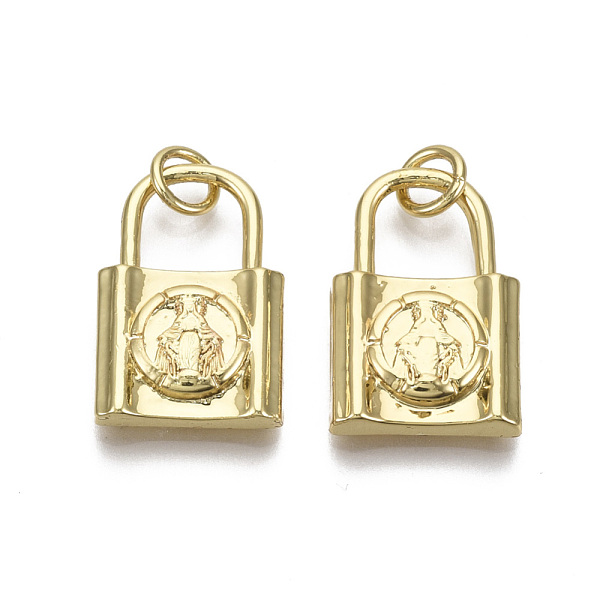 PandaHall Brass Pendants, with Jump Ring, Nickel Free, Lock with Virgin Mary, Real 18K Gold Plated, 19x12.5x3mm, Hole: 3mm Brass Lock
PandaHall Brass Pendants, with Jump Ring, Nickel Free, Lock with Virgin Mary, Real 18K Gold Plated, 19x12.5x3mm, Hole: 3mm Brass Lock