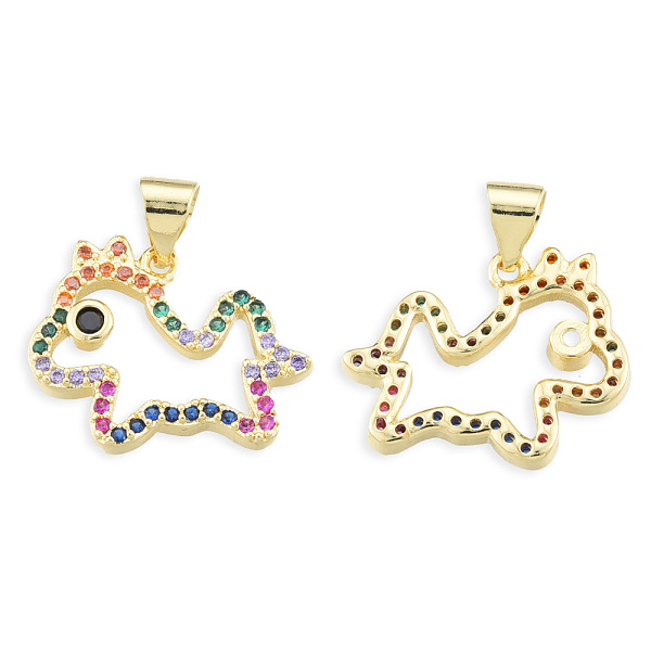 PandaHall Brass Micro Pave Cubic Zirconia Pendants, with Brass Snap on Bails, Nickel Free, Real 18K Gold Plated, Horse Charm, Colorful...
PandaHall Brass Micro Pave Cubic Zirconia Pendants, with Brass Snap on Bails, Nickel Free, Real 18K Gold Plated, Horse Charm, Colorful...