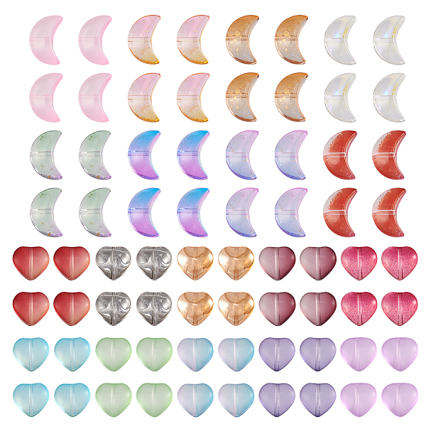 PandaHall 180Pcs 18 Style Electroplate Transparent Glass Bead, Heart & Crescent Moon, Mixed Color, 9~10x10~14x5~6mm, Hole: 1~1.2mm..., Multicolor
PandaHall 180Pcs 18 Style Electroplate Transparent Glass Bead, Heart & Crescent Moon, Mixed Color, 9~10x10~14x5~6mm, Hole: 1~1.2mm..., Multicolor