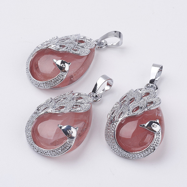 PandaHall Watermelon Stone Glass Pendants, with Brass Finding, Teardrop with Peacock, Platinum, 33x20x10.5mm, Hole: 5x6.5mm Watermelon Stone...
PandaHall Watermelon Stone Glass Pendants, with Brass Finding, Teardrop with Peacock, Platinum, 33x20x10.5mm, Hole: 5x6.5mm Watermelon Stone...