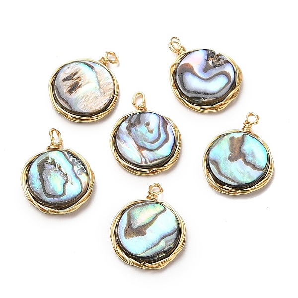 PandaHall Natural Abalone Shell/Paua Shell Pendants, Copper Wire Wrapped Flat Round Charms, Real 14K Gold Plated, 17.5~18.5x14x3mm, Hole...
PandaHall Natural Abalone Shell/Paua Shell Pendants, Copper Wire Wrapped Flat Round Charms, Real 14K Gold Plated, 17.5~18.5x14x3mm, Hole...