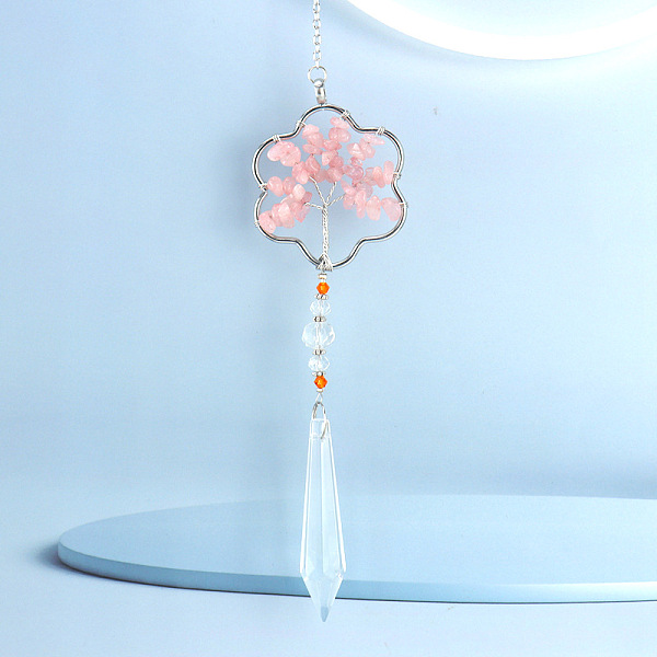 PandaHall Crystals Hanging Pendants Decoration, with Natural Rose Quartz Chips and Alloy Findings, for Home, Garden Decoration, Flower...
PandaHall Crystals Hanging Pendants Decoration, with Natural Rose Quartz Chips and Alloy Findings, for Home, Garden Decoration, Flower...