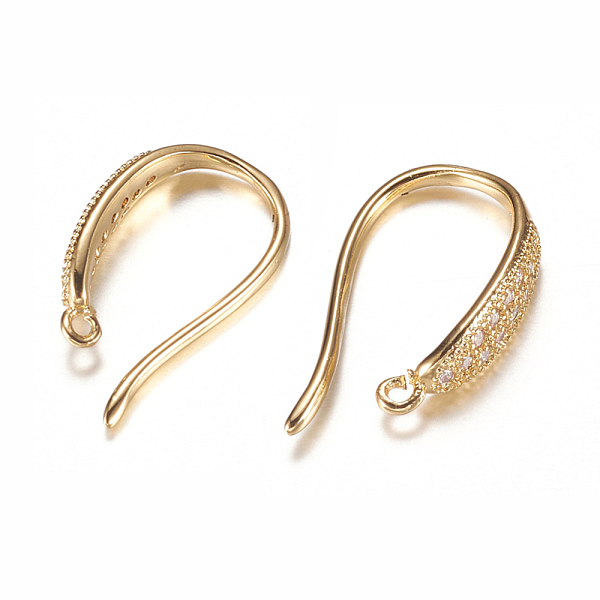 PandaHall Brass Micro Pave Cubic Zirconia Earring Hooks, with Horizontal Loop, Golden, 15x9x3mm, 9 Gauge, Hole: 0.5mm Brass
PandaHall Brass Micro Pave Cubic Zirconia Earring Hooks, with Horizontal Loop, Golden, 15x9x3mm, 9 Gauge, Hole: 0.5mm Brass