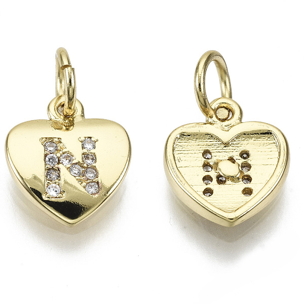 PandaHall Brass Micro Pave Clear Cubic Zirconia Charms, with Jump Ring, Heart with Letter, Real 16K Gold Plated, Nickel Free, Letter.N...
PandaHall Brass Micro Pave Clear Cubic Zirconia Charms, with Jump Ring, Heart with Letter, Real 16K Gold Plated, Nickel Free, Letter.N...